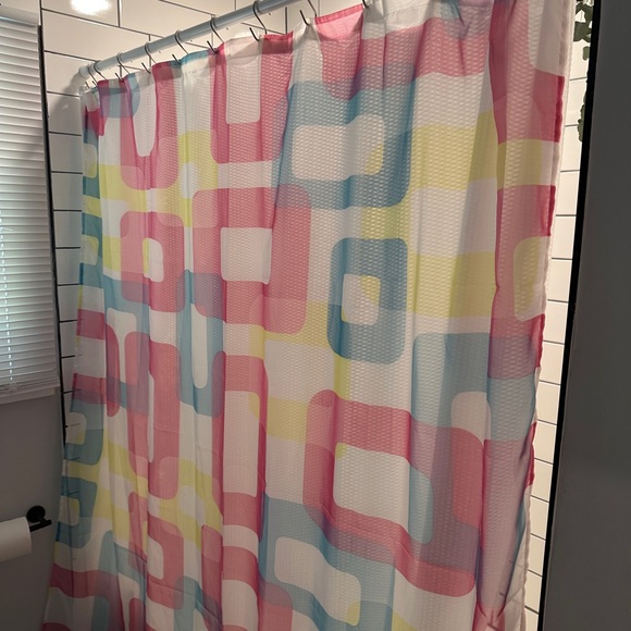Vintage Colorful Geometric Shower Curtain - Picture 3 of 4